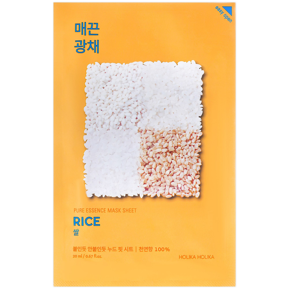 Маска для обличчя тканинна Holika Holika Pure Essence Mask Sheet Rice зволожуюча проти пігментації з екстрактом рису. 23 мл