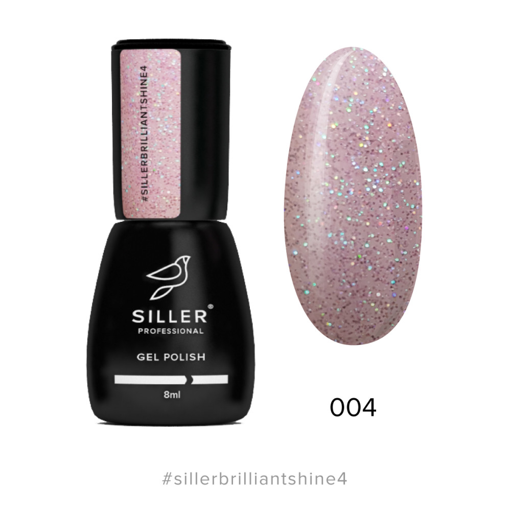 Гель-лак Siller Professional Brilliant Shine 004 рожевий бальзамін з блискітками. 8 мл