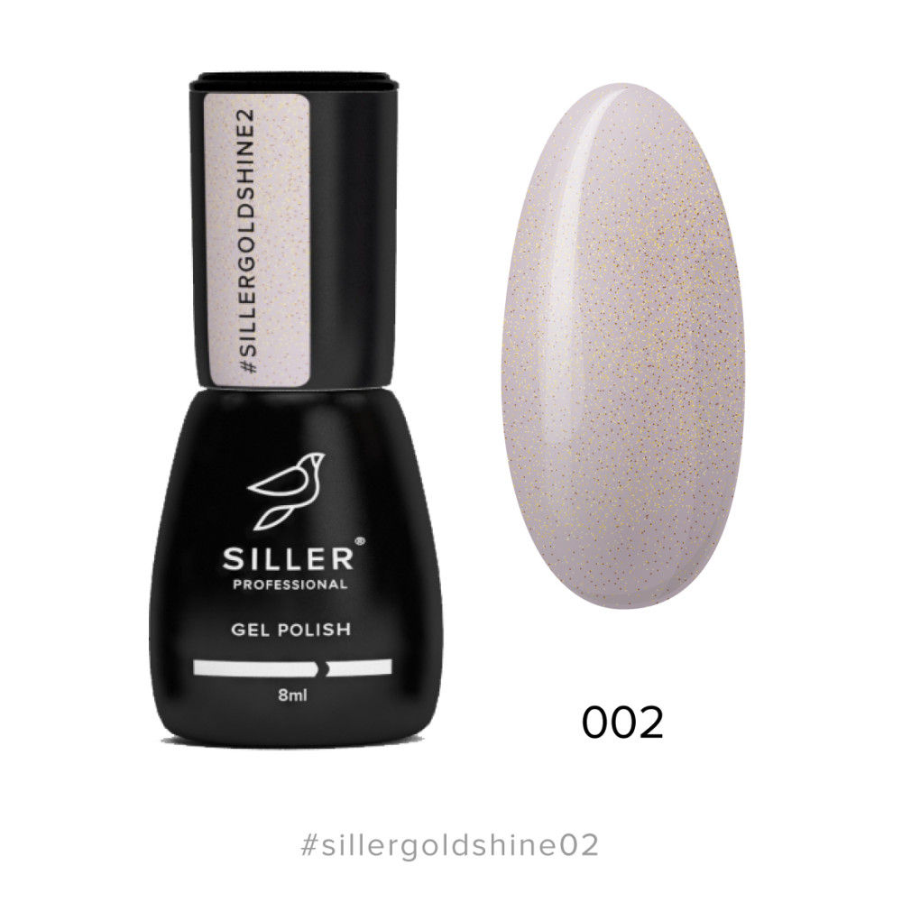 Гель-лак Siller Professional Gold Shine 002 серо-розовый с золотым микроблеском. 8 мл