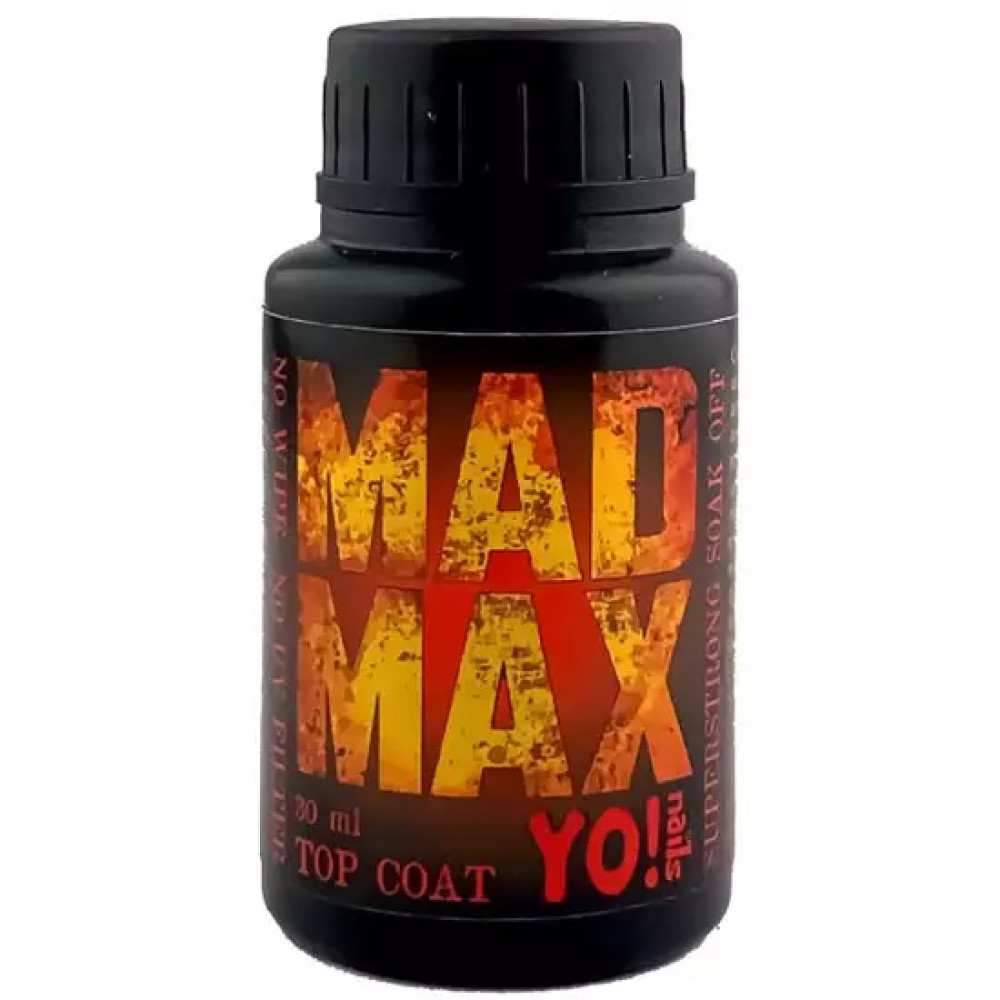 Топ для гель-лаку без липкого шару Yo Nails Mad Max Top Coat без УФ фільтру. 30 мл