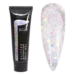 Полігель Global Fashion Glitter Extension Nail Gel 01. з блискітками. 30 г