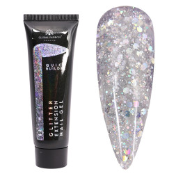 Полігель Global Fashion Glitter Extension Nail Gel 04.  з блискітками. 30 г