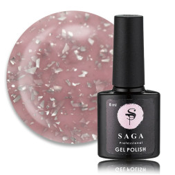 База кольорова Saga Professional Leaf Base 003 розовий з срібними пластівцями поталі. 8 мл