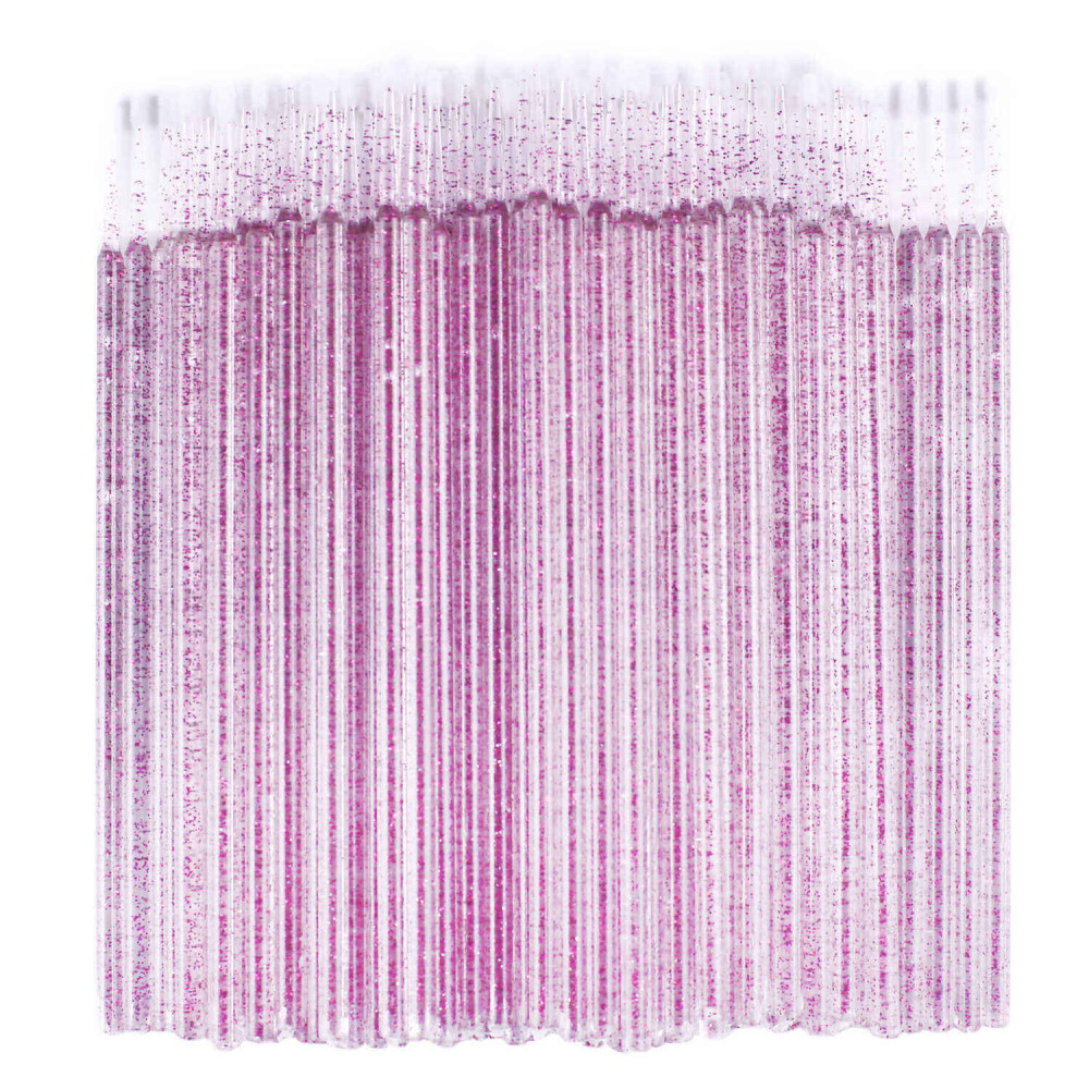 Микробраши размер M (2 мм) в пакете 100 шт.. розовые с блестками
