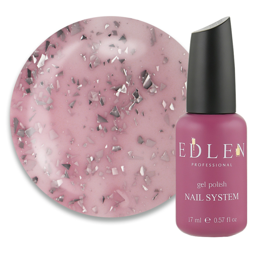 База цветная Edlen Professional Base Potal 60, мягкий розовый с серебряными хлопьями потали, 9 мл