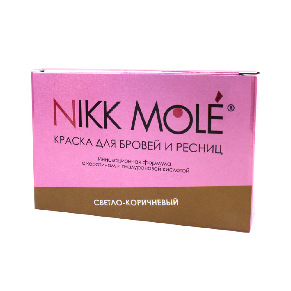 Фарба для брів Nikk Mole Light Brown cвітло-коричнева, 15 мл та кремовий окисник 3%, 30  мл