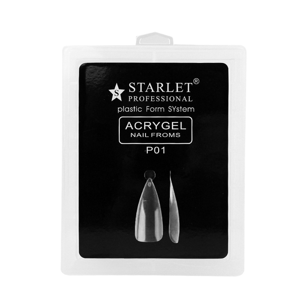Верхние формы для наращивания ногтей Starlet Professional Acrygel. миндаль. с разметкой. прозрачные. 120 шт.