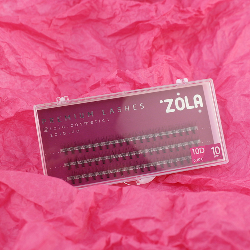 Пучковые ресницы ZOLA 10D 0.10C 10 мм. черные