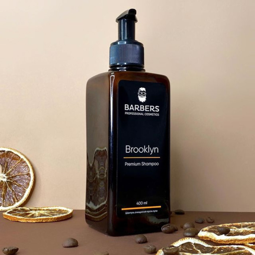 Шампунь для мужчин Barbers Brooklyn Premium Shampoo очищающий против перхоти. 400 мл