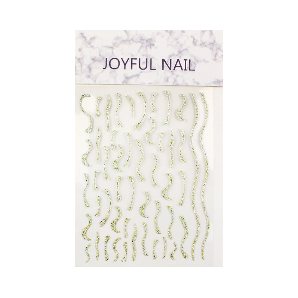 Гибкая лента для ногтей Joyful Nail светоотражающая. волна длинная. цвет золото