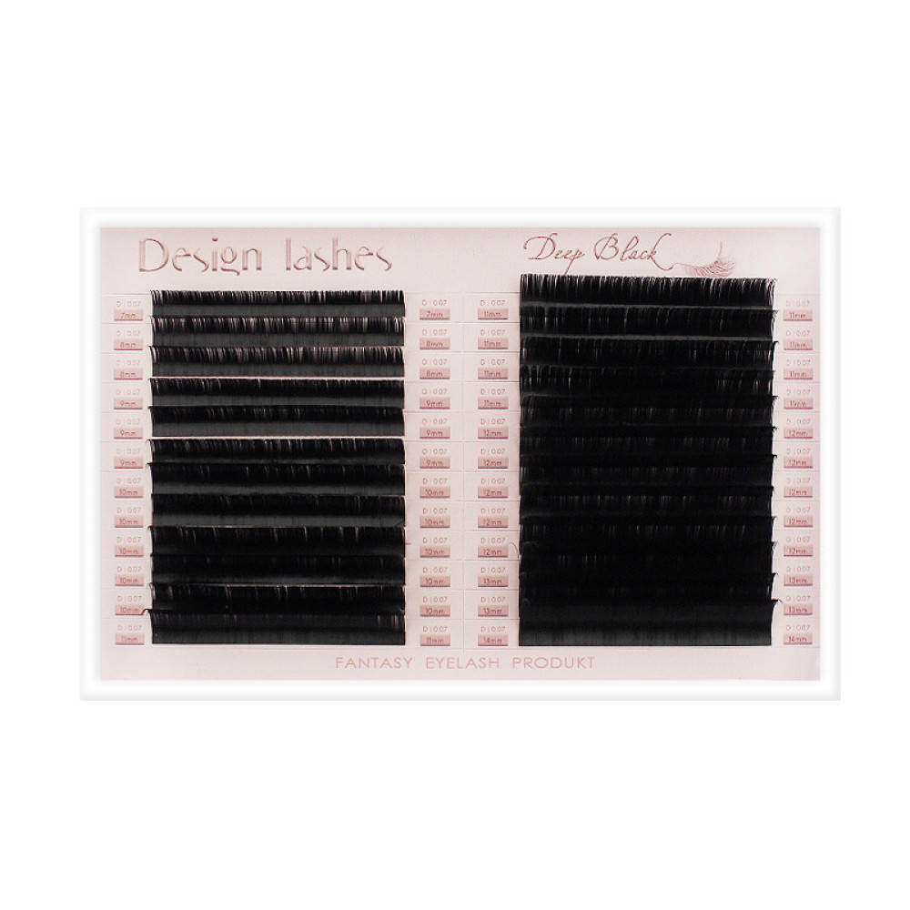 Ресницы Design Lashes Deep Black D 0.07 (24 ряда: 7-14 мм). черные