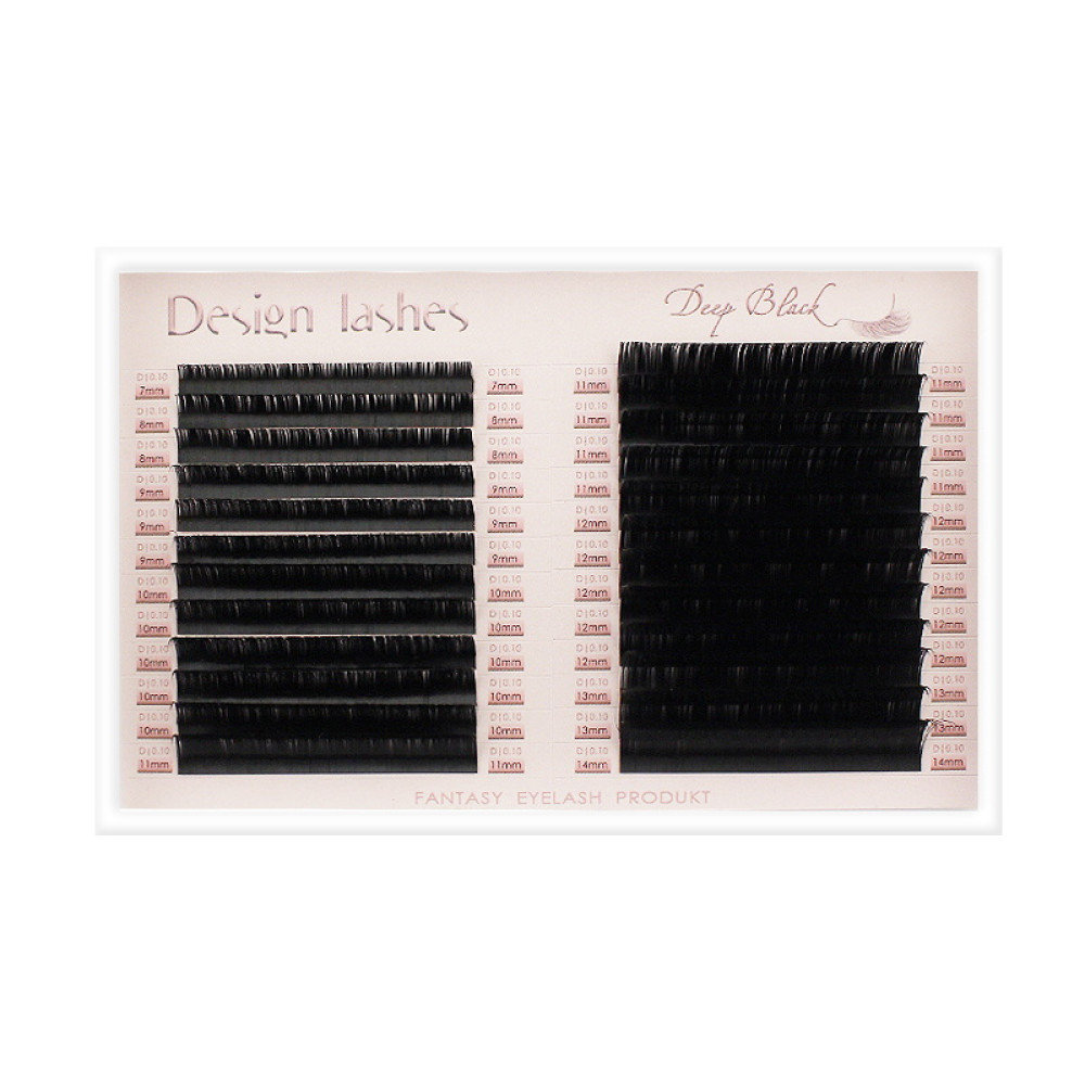 Ресницы Design Lashes Deep Black D 0.10 (24 ряда: 7-14 мм). черные