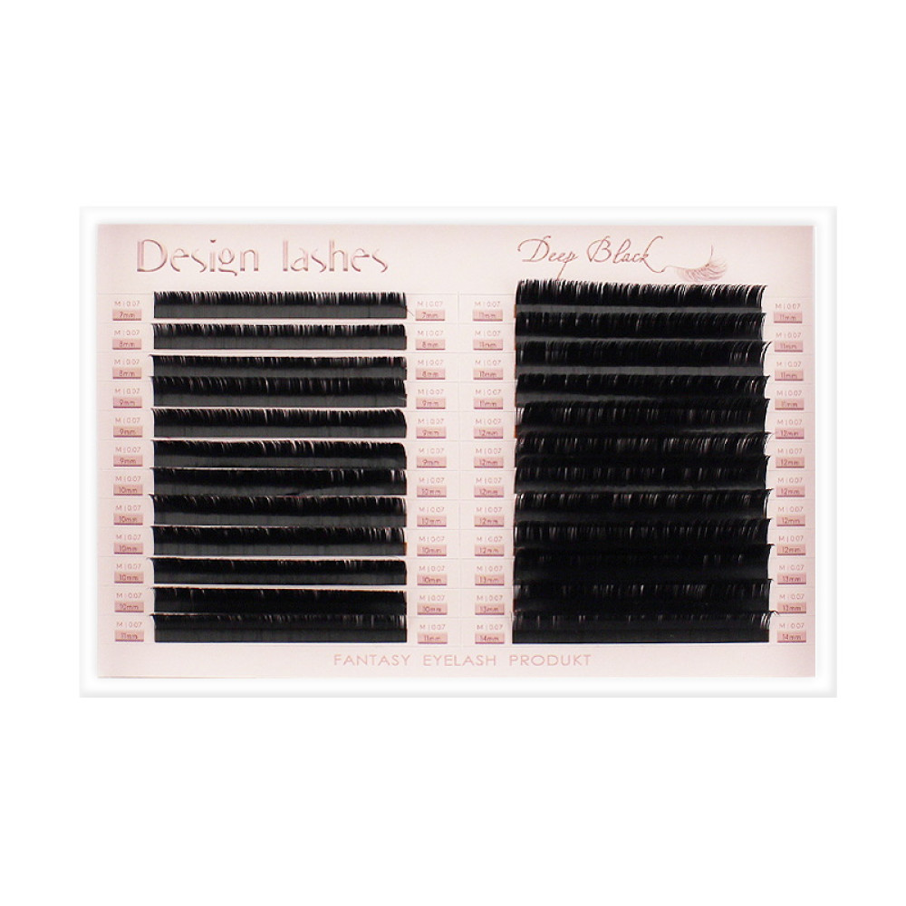Ресницы Design Lashes Deep Black M 0.07 (24 ряда: 7-14 мм). черные