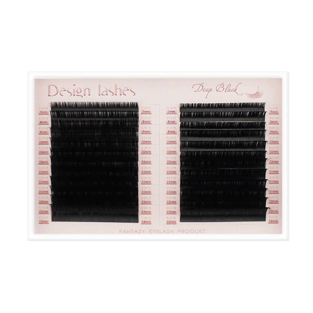 Вії Design Lashes Deep Black C/D 0.10 (24 ряди: 7-13 мм). чорні