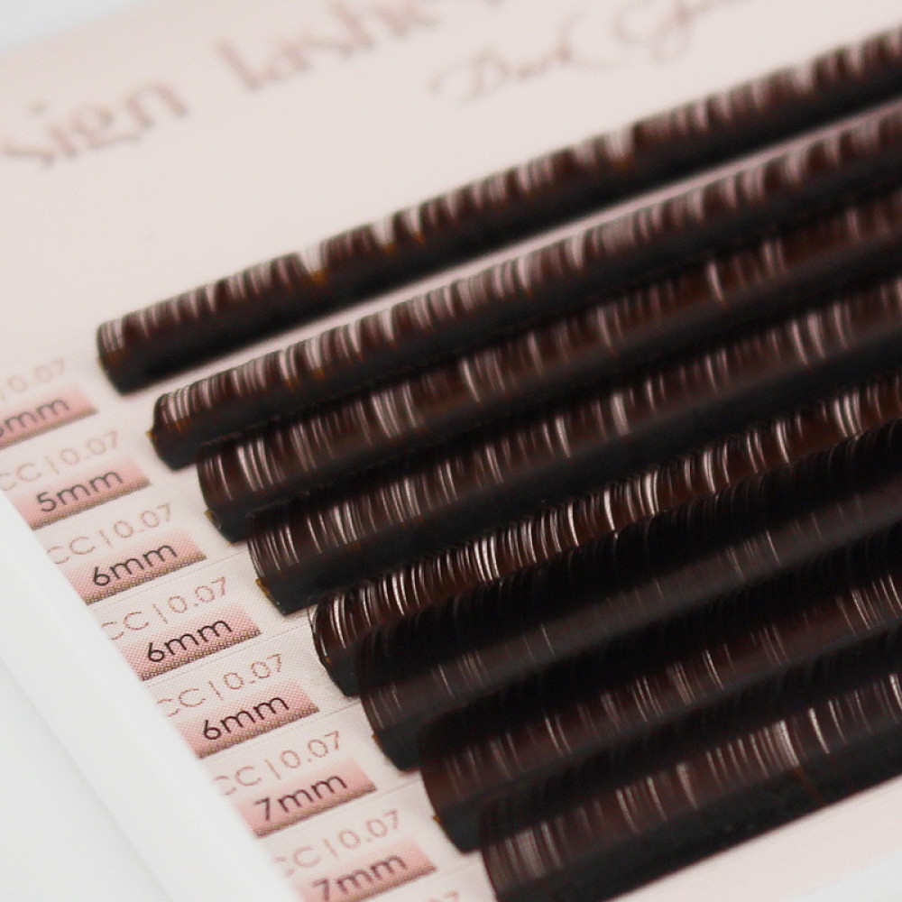 Вії Design Lashes Dark Chocolate CC 0.07 (8 рядів: 5-7 мм). чорний шоколад