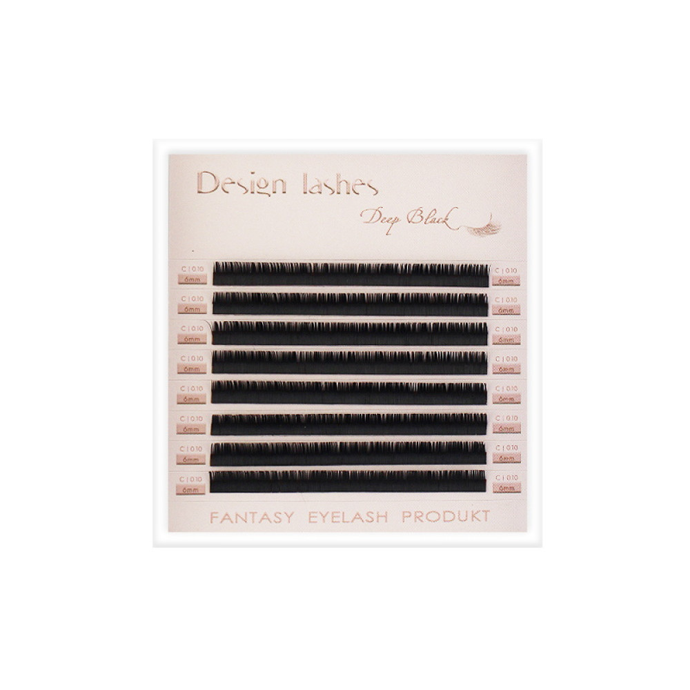 Ресницы Design Lashes Deep Black C 0.10 (8 рядов: 6 мм). черные