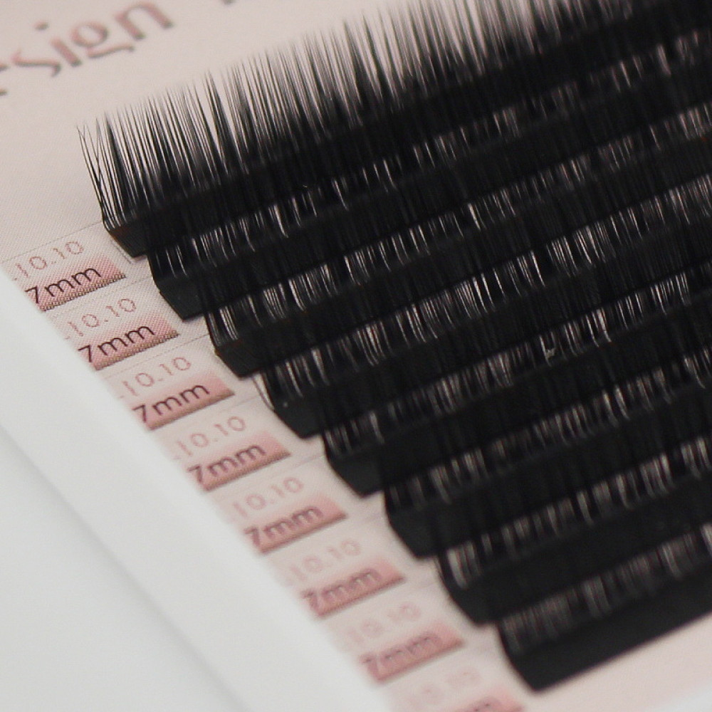 Ресницы Design Lashes Deep Black L 0.10 (8 рядов: 7 мм). черные