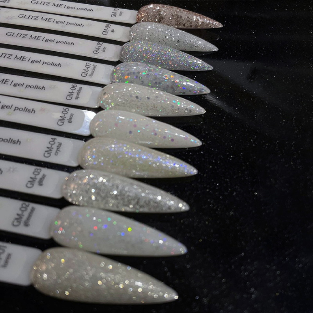 Гель-лак Adore Professional Glitz Me GM-04 Crystal перламутровий з дрібним голографічним глітером. 8 мл