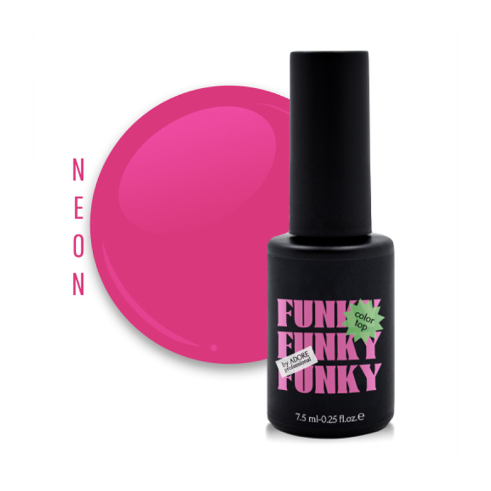 Топ витражный для гель-лака без липкого слоя Adore Professional Funky Color Top 02 Funky Glam розовый неон. 7.5 мл