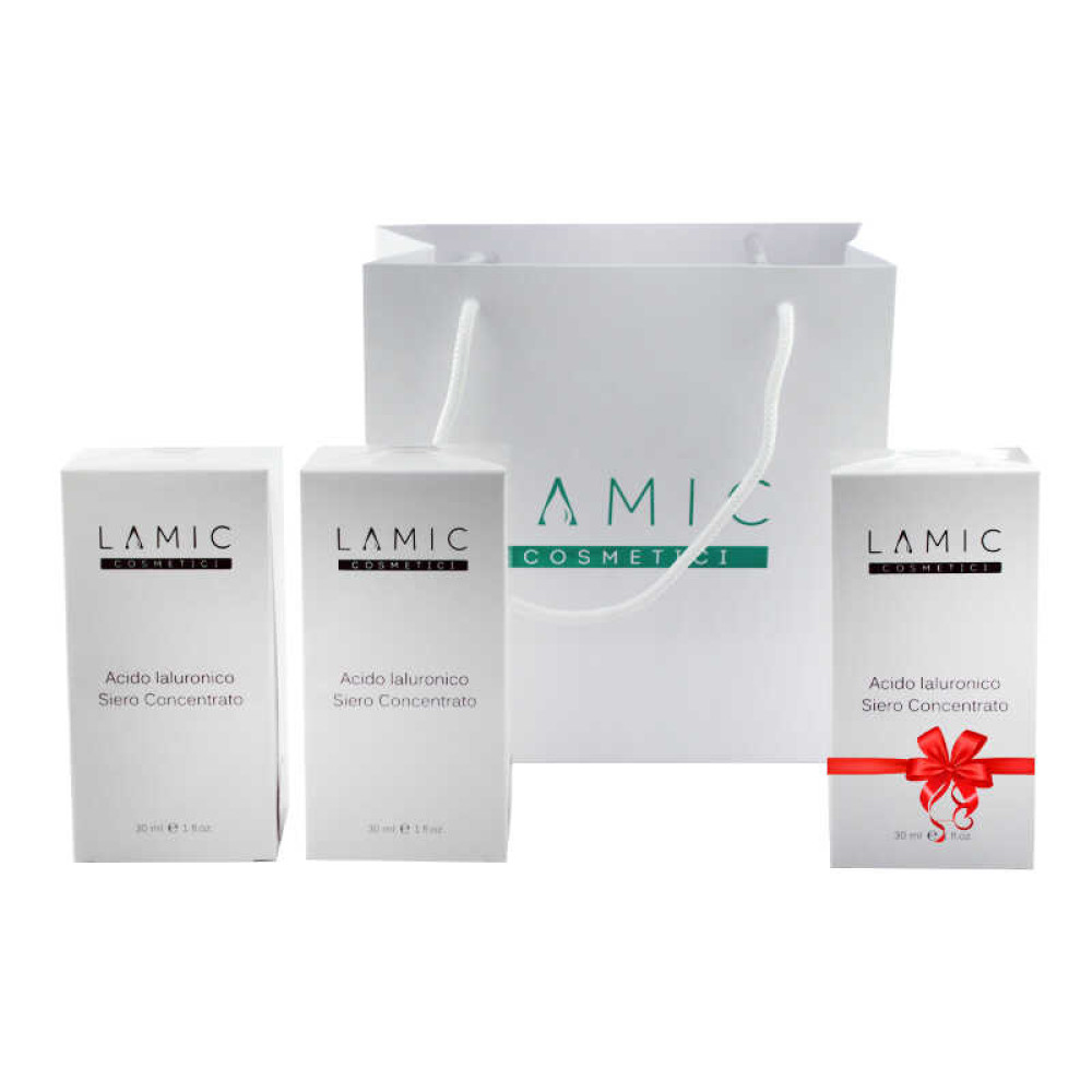 Акция!Купи две сыворотки-концетрат Lamic Cosmetici с гиалуроновой кислотой. 30мл  третья в подарок!