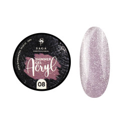 Акрил-гель Saga Professional Acryl Gel Shimmer 08 рожево-фіолетовий з шимером. 13 мл