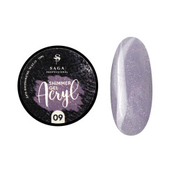 Акрил-гель Saga Professional Acryl Gel Shimmer 09 бузковий туман з шимером. 13 мл