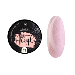 Акрил-гель Saga Professional Acryl Gel Shimmer 11 ніжно-рожевий з шимером. 13 мл