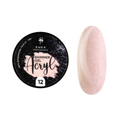 Акрил-гель Saga Professional Acryl Gel Shimmer 12 абрикосово-рожевий з шимером. 13 мл