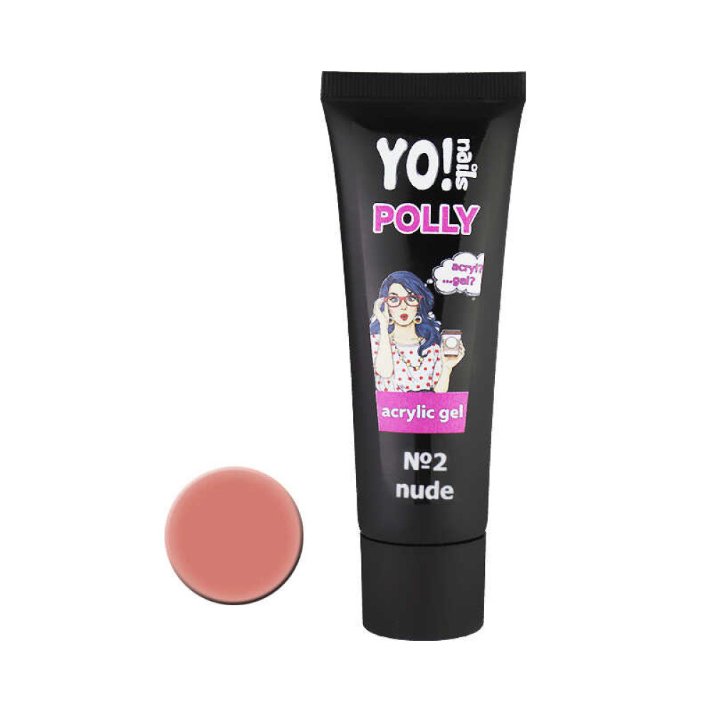Акрил-гель Yo Nails POLLY acrylic gel 02 Nude прозрачно-телесный, 30 г