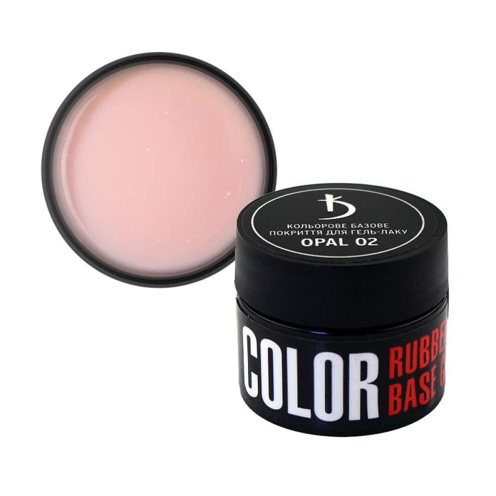 База цветная Kodi Professional Color Rubber Base Gel Opal 02, нежнейшая пудра с опаловым шиммером, 12 мл