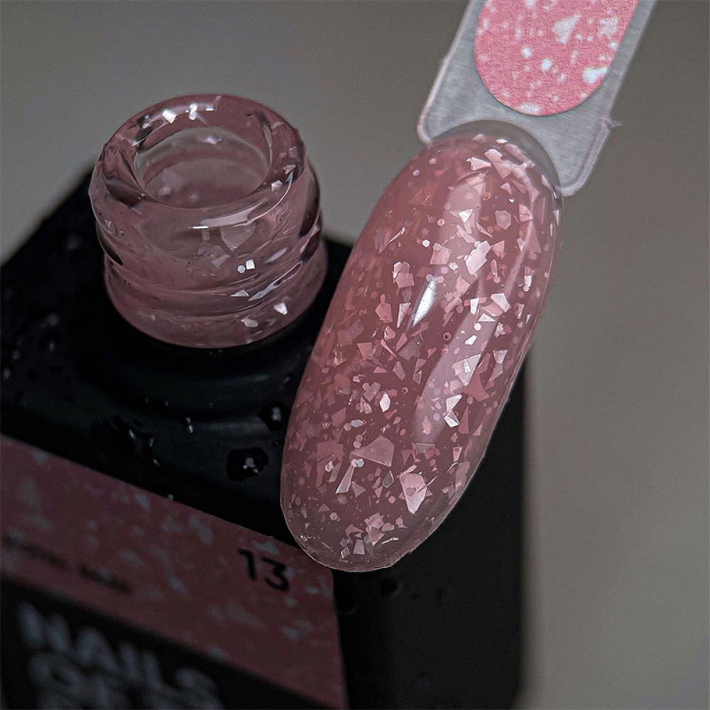База камуфлирующая Nails Of The Day Potal Base 13. нежно-розовый с белой стильной поталью. 10 мл