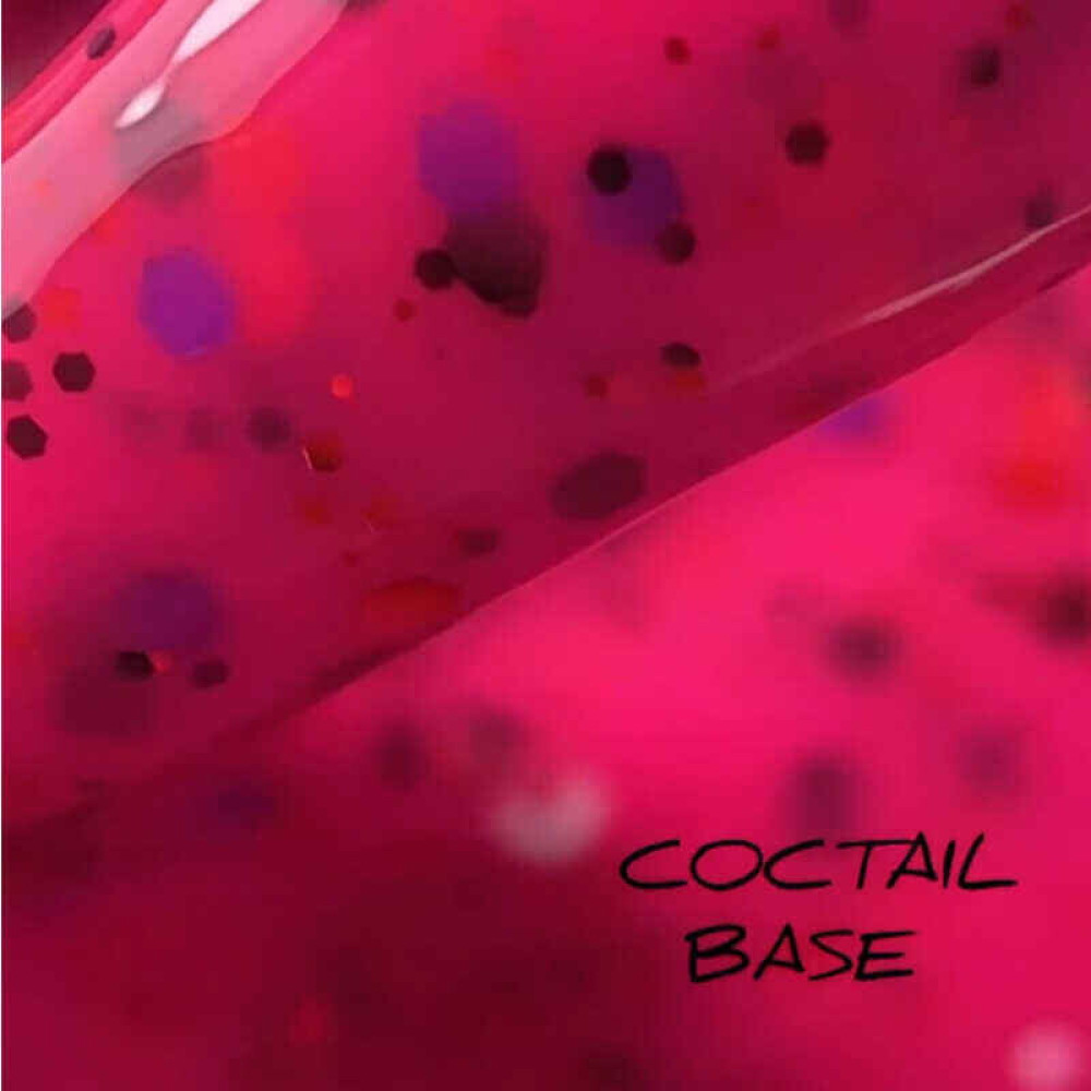 База камуфлирующая Saga Professional Coctail Base 02 ярко-розовый с хлопьями-конфетти. 13 мл