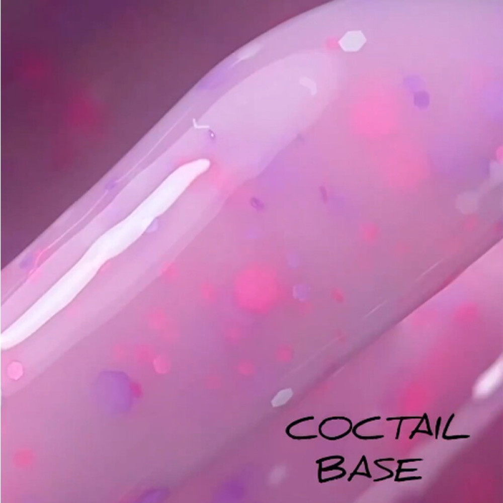 База камуфлююча Saga Professional Coctail Base 03 молочно-рожевий з пластівцями-конфетті. 13 мл