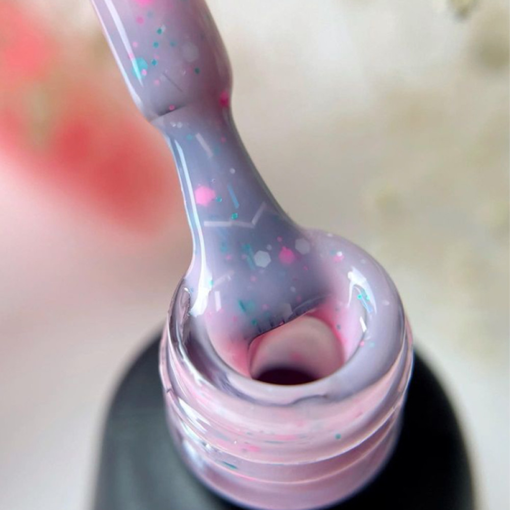 База камуфлирующая You POSH French Rubber Base Potal De Luxe 89. розовый с блестками. розовыми. зелеными конфетти и зеленой стружк