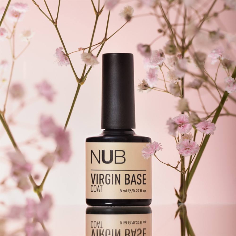 База камуфлююча каучукова для гель-лаку NUB Virgin Base Coat 02. бежево-рожеві вершки. 8 мл