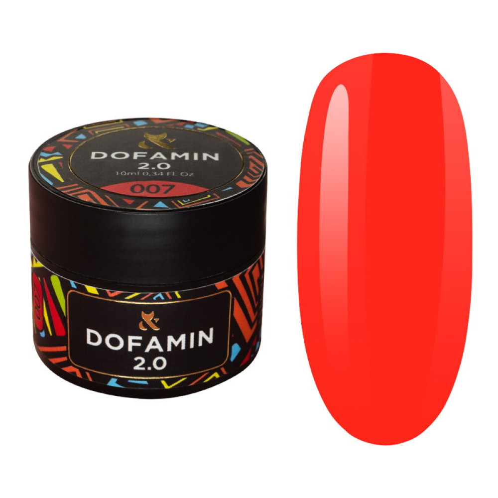 База неонова кольорова F.O.X Base Dofamin 2.0  007. коралово-червоний неон. 10 мл
