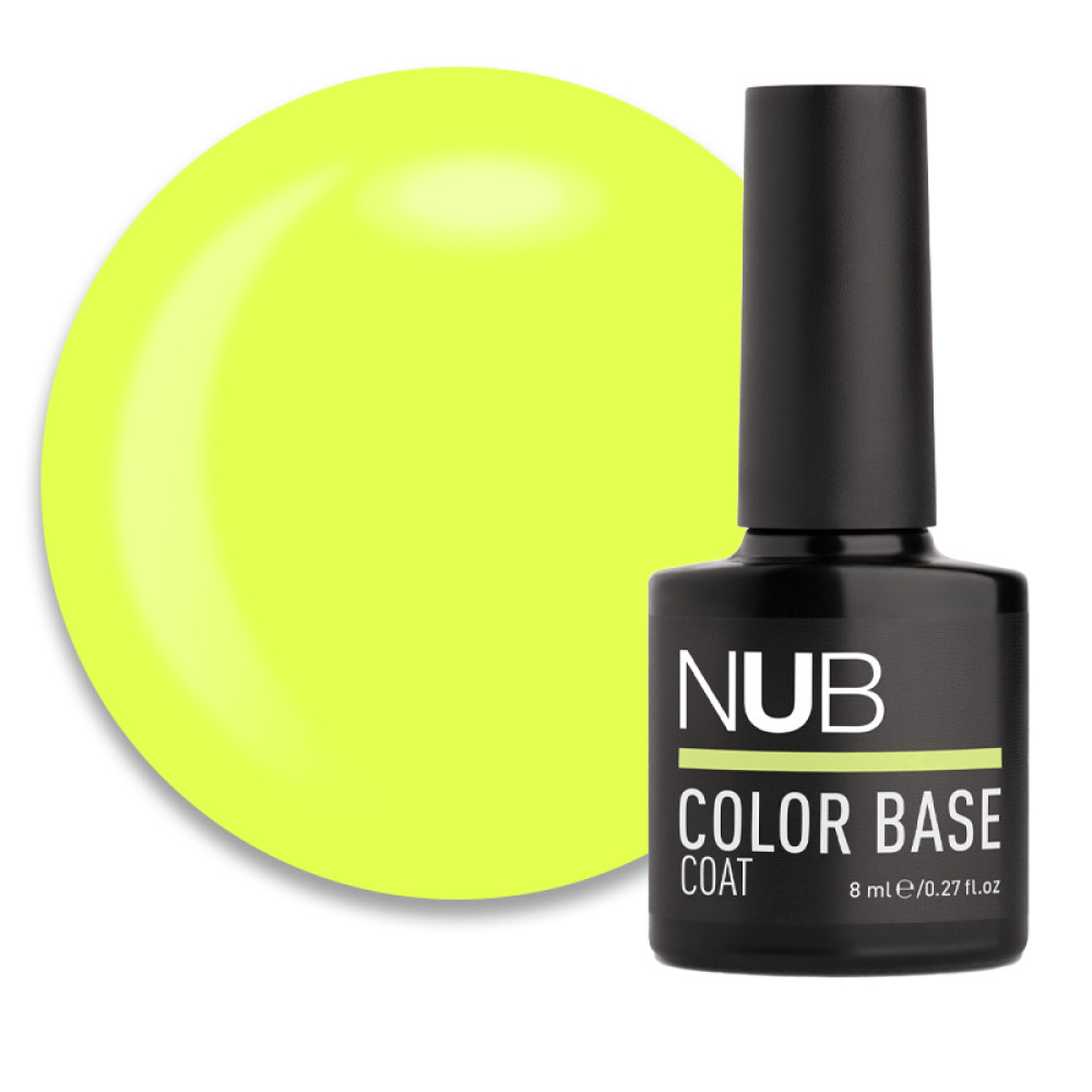 База цветная каучуковая NUB Color Base Coat 14 Acid. кислотный желтый. 8 мл