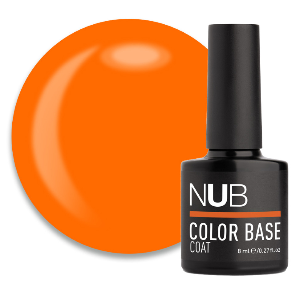База цветная каучуковая NUB Color Base Coat 16 Sunset, оранжевое пламя, 8 мл 