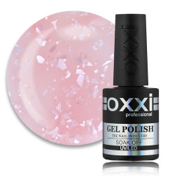 База цветная Oxxi Professional Rafinad Base 001. светлый розовый с хлопьями потали и блестками. 10 мл