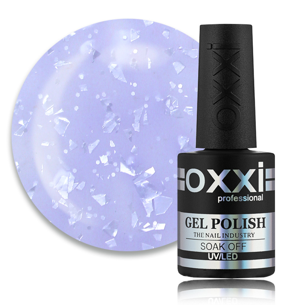 База цветная Oxxi Professional Rafinad Base 004. фиолетовый с хлопьями потали и блестками. 10 мл