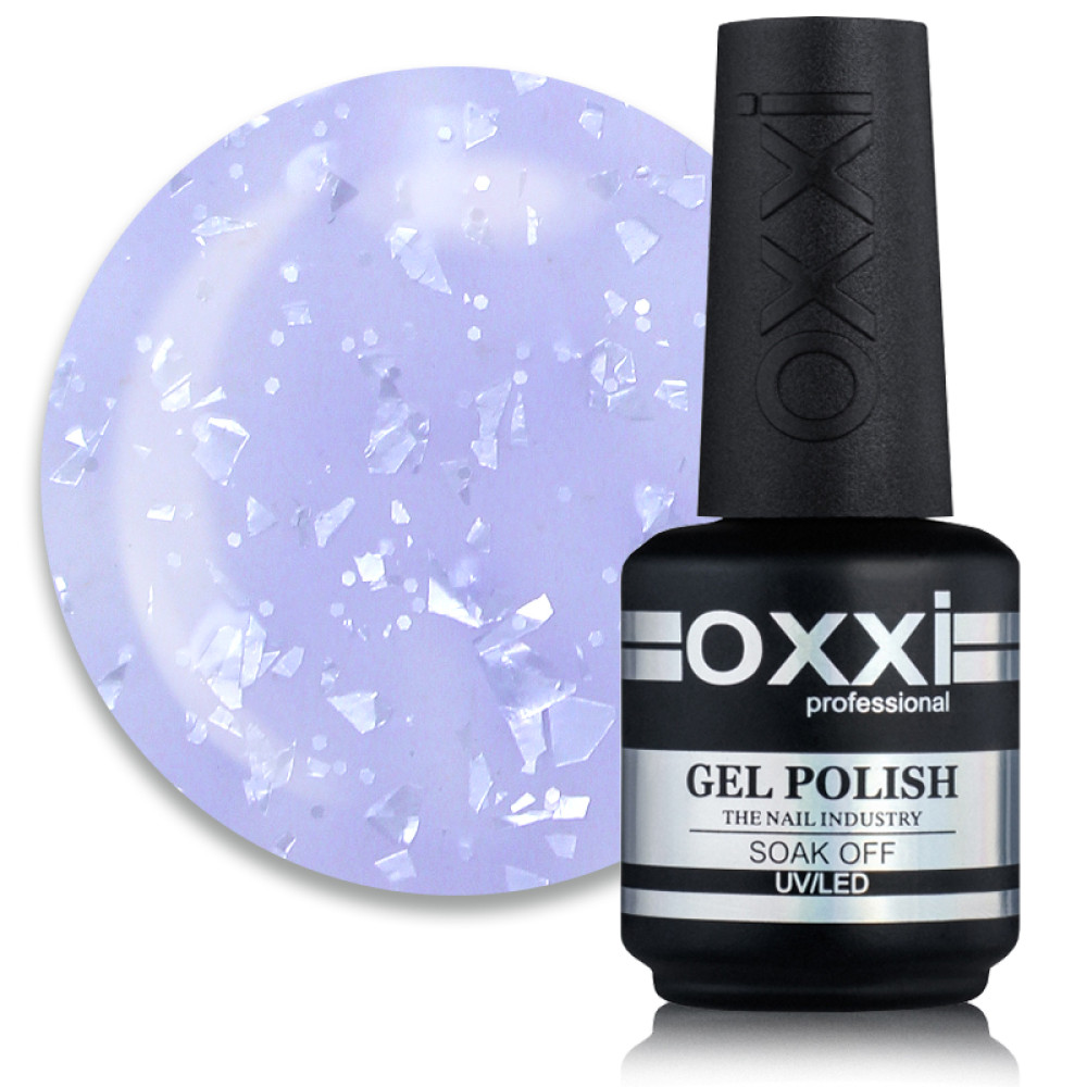 База цветная Oxxi Professional Rafinad Base 004. фиолетовый с хлопьями потали и блестками. 15 мл