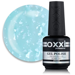 База цветная Oxxi Professional Rafinad Base 005. голубая бирюза с хлопьями потали и блестками. 15 мл