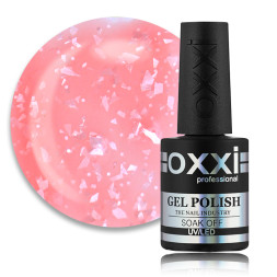 База цветная Oxxi Professional Rafinad Base 008. розовый коралл с хлопьями потали и блестками. 10 мл