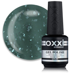 База цветная Oxxi Professional Rafinad Base 019. серо-зеленый с хлопьями потали и блестками. 15 мл