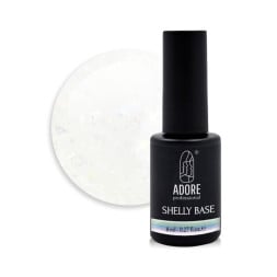 База камуфлююча Adore Professional Shelly Base 02 Milky. молочний прозорий з пластівцями поталі. 8 мл