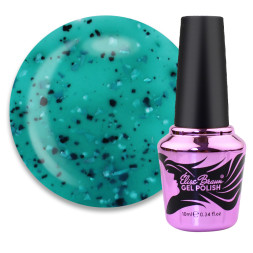 База камуфлююча для гель-лаку Elise Braun Cover Base Coat 30. зелений з чорними. білими та блискучими пластівцями. 10 мл