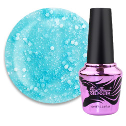 База камуфлююча для гель-лаку Elise Braun Cover Base Coat 87. блакитний з конфетті-шестигранниками. 10 мл