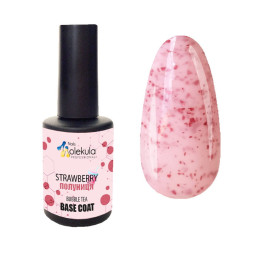 База камуфлирующая для гель-лака Nails Molekula Base Bubble Tea Strawberry Клубника с поталью. 12 мл