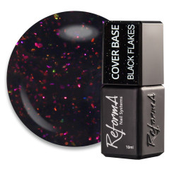 База камуфлююча для гель-лаку ReformA Cover Base 943851 Black Opal Flakes чорний з опаловими пластівцями 10 мл
