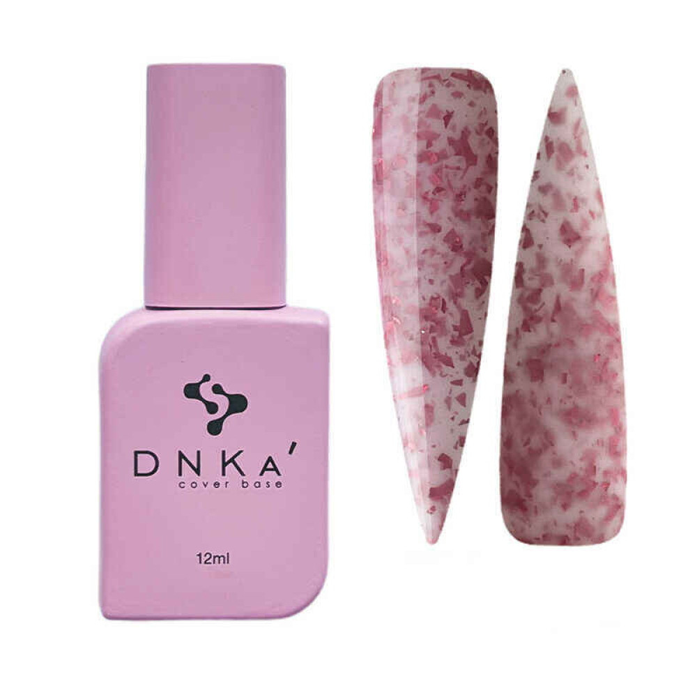 База камуфлююча DNKa Cover Base 0010A Lovely. рожевий  із шматочками яскраво-рожевої поталі. 12 мл